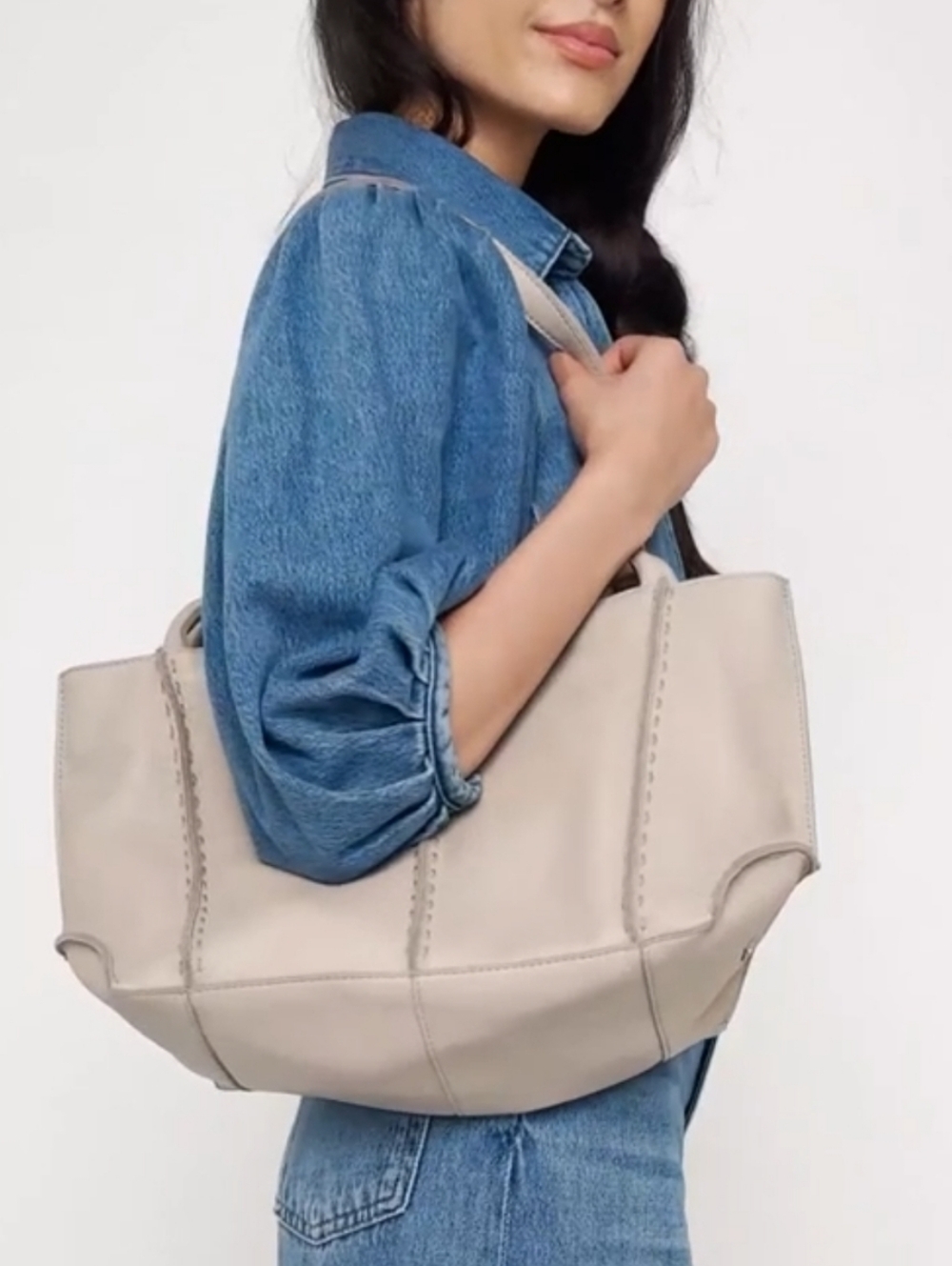 The Sak Los Feliz Leather Zipper Satchel Bag In Color Sand
